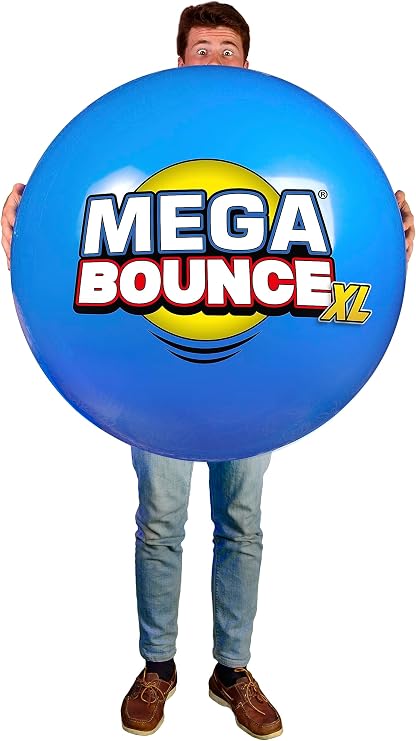 Wicked Mega Bounce XL - The World's Bounciest Inflatable Ball! Extra Large Bounce Ball for All Terrain Bounceability! Super Grip Graphics Outdoor Exercise Ball to Catch Easily. Blue or Red