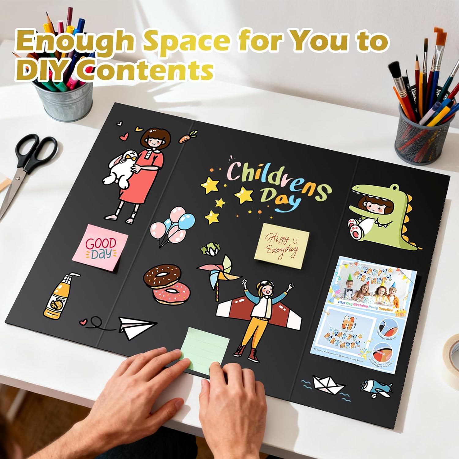 Trifold Poster Board,24 Pack 24" x 16" Black Corrugated Poster Boards,Display Board,Perfect for School Projects, Science Fairs, Event Displays, and Business Presentations