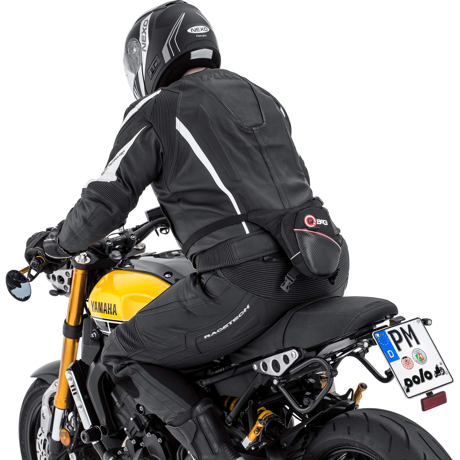 QBAG Motorrad Beintasche- Gürteltasche mit Wasserdichter Innentasche - Stauraum 1 Liter, Schwarz