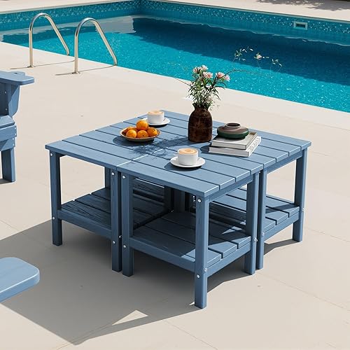 Miniatura 56 de SERWALL Mesa auxiliar Double Adirondack, Mesa auxiliar de forma rectangular, Negra