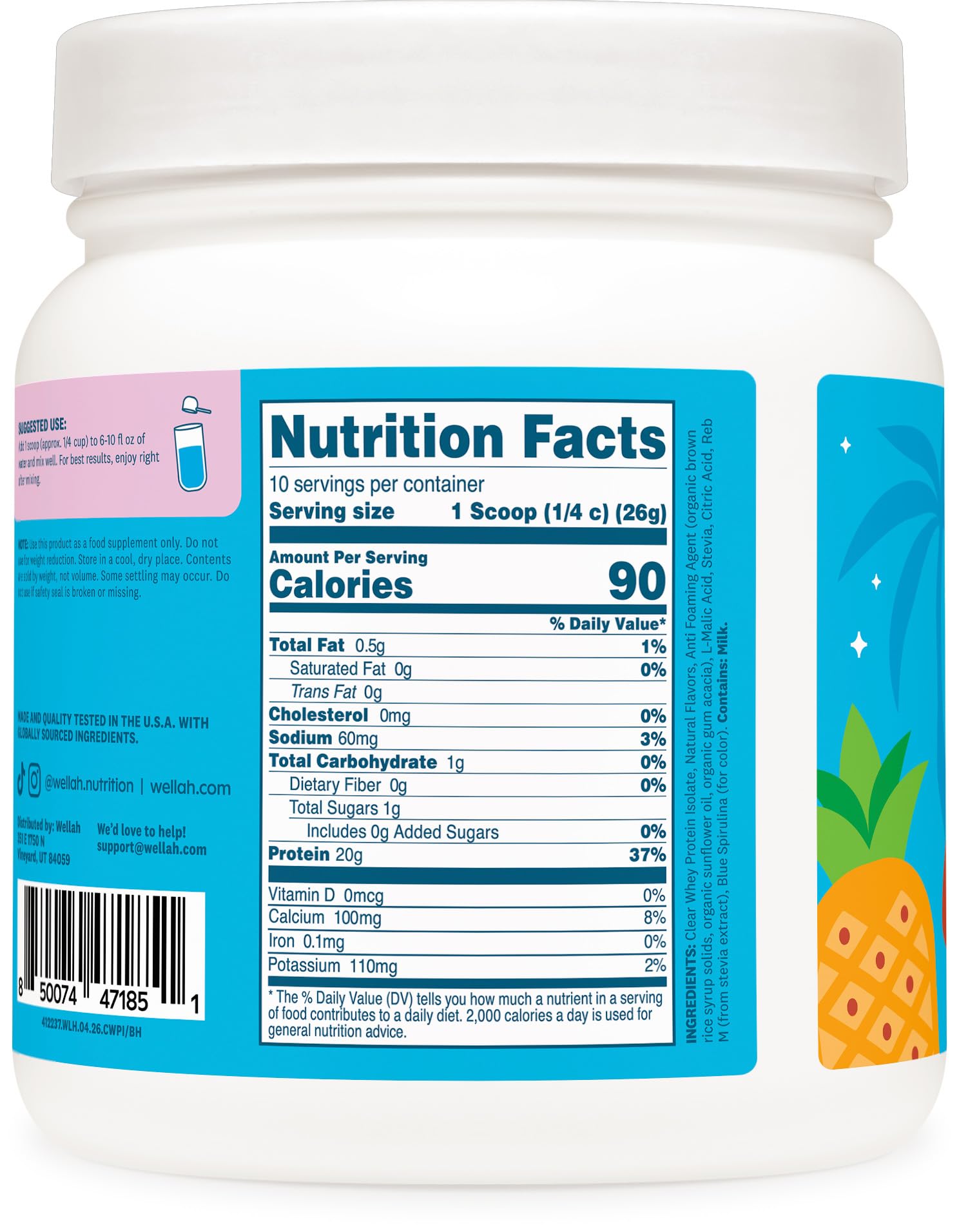 Wellah Clear Whey Protein Isolate Powder (Blue Hawaii) 10 Servings — Amazon image 4