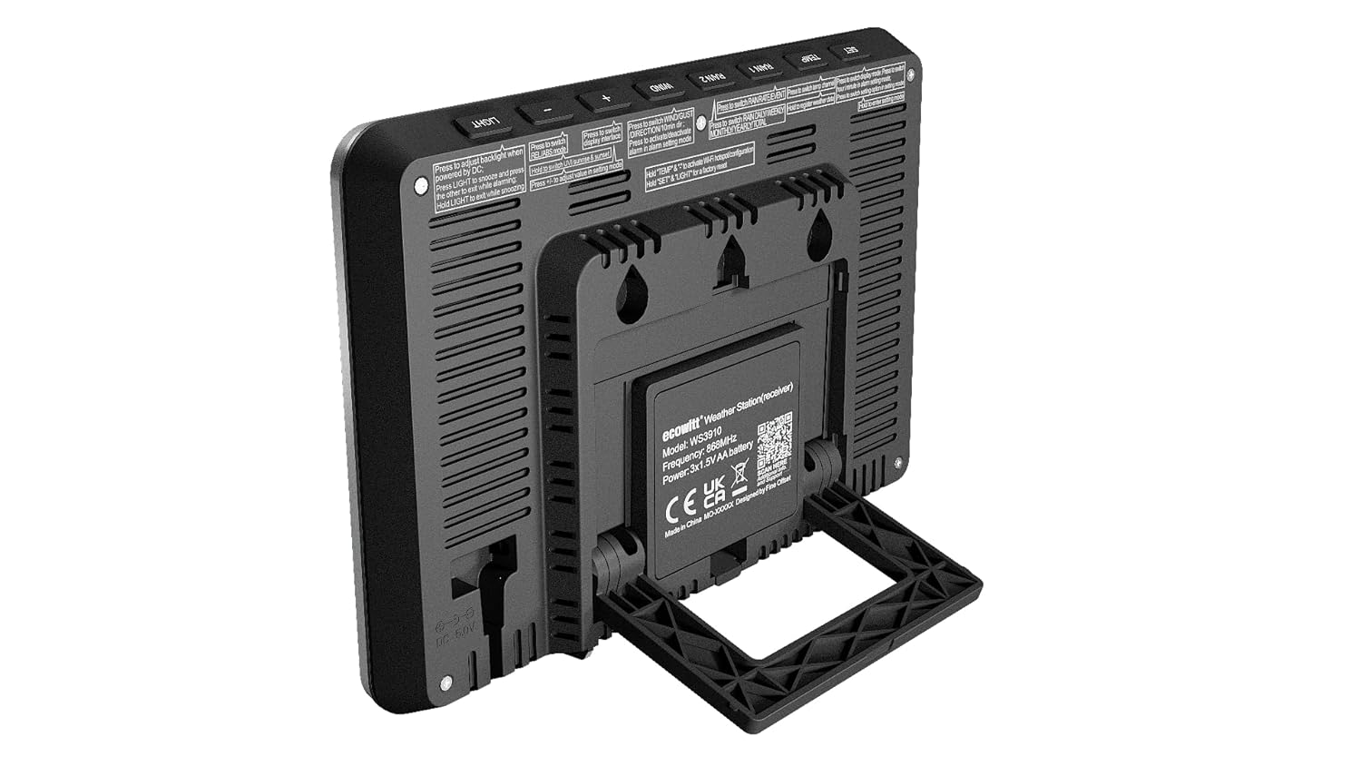 Tył view Konsoli wyświetlacza stacji pogodowej Ecowitt WS3900 ze stojakiem