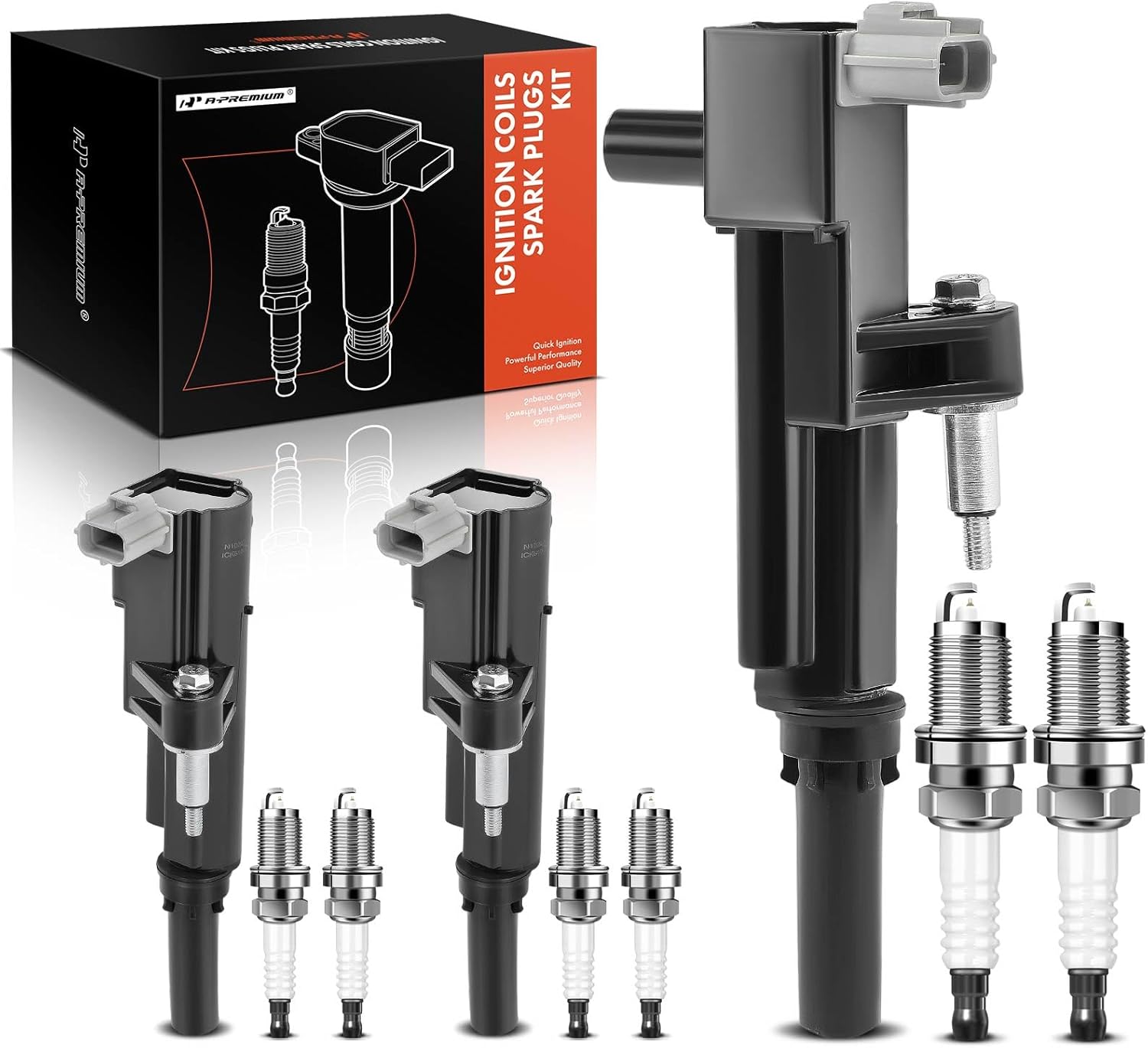 A-Premium 3 x Ignition Coils and Spark Plugs Kits Compatible with Ram 1500 2011-2012, Dakota 2011 & Jeep Grand Cherokee/Commander 2009-2010, Liberty & Mitsubishi Raider & Dodge Durango, Nitro