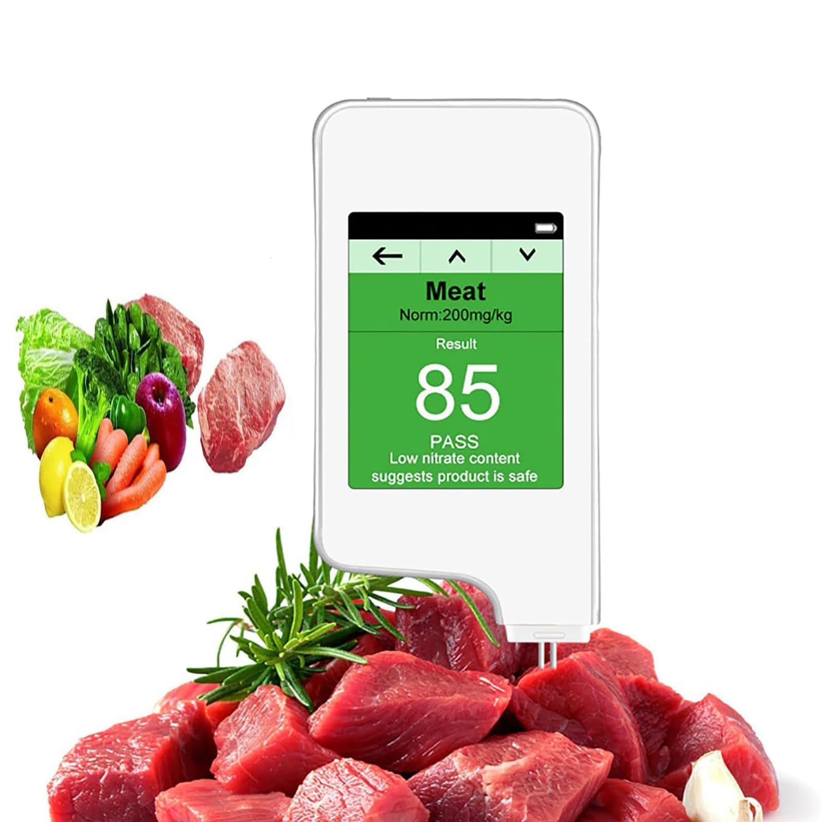 Tester per nitrati Alimentari, intervallo di rilevamento 0-9999 MG/kg, Adatto per Frutta, Verdura, Carne, Pesce, Acqua