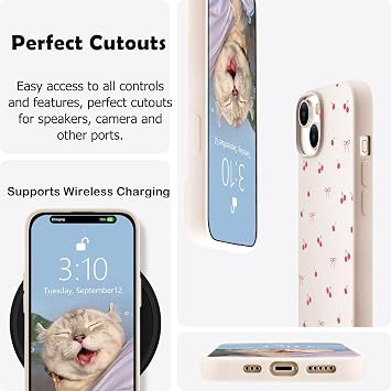 for iPhone 12 Mini Case, Cute Kawaii Cherry Bow White Silicone Phone Case