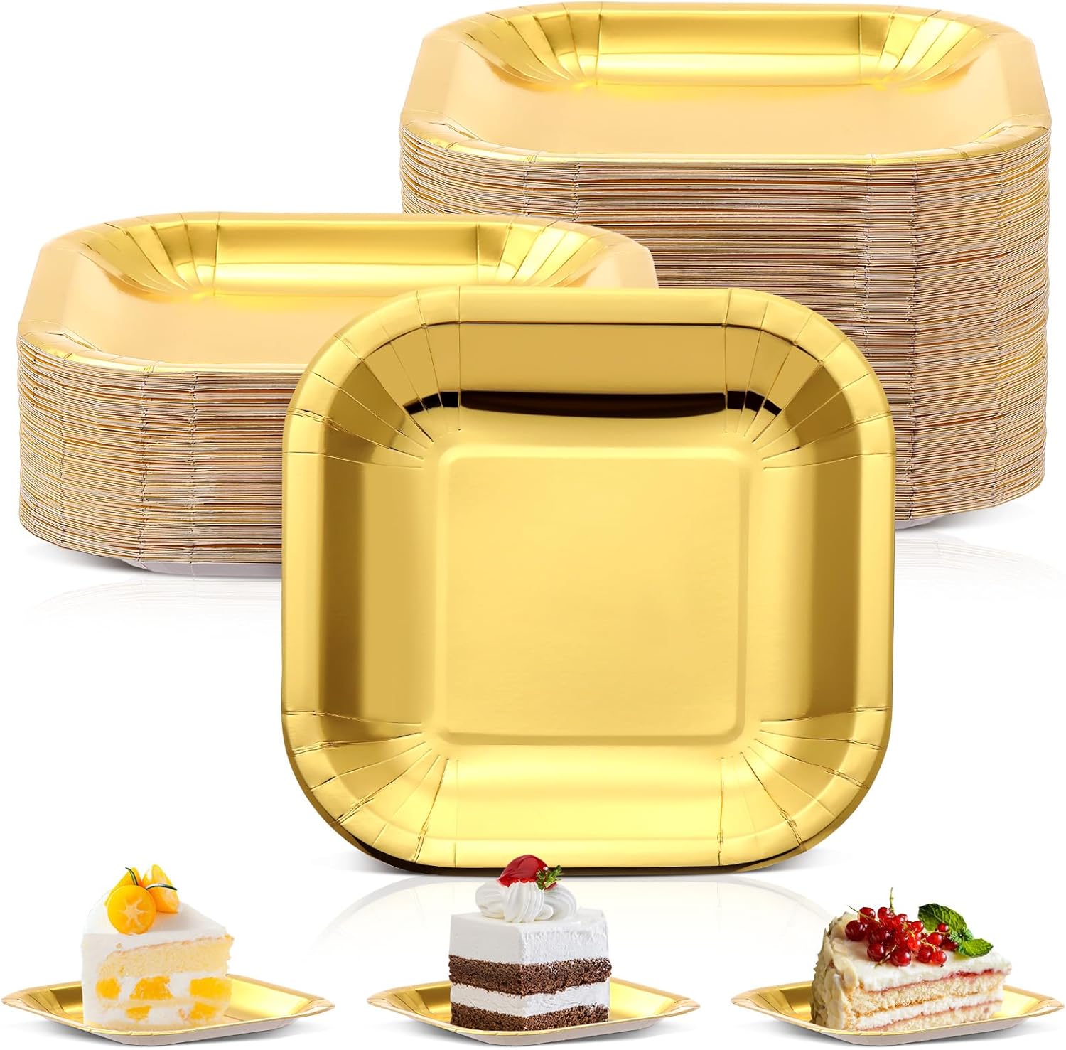 Dandat 100 Pack 7 Inch Paper Plates Appetizer Square Plates