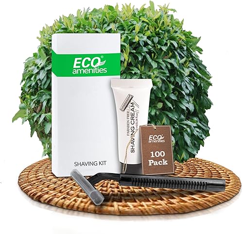 ECO Amenities Maquinilla de afeitar desechable con crema, cajas de papel envueltas individualmente, 100 juegos por caja