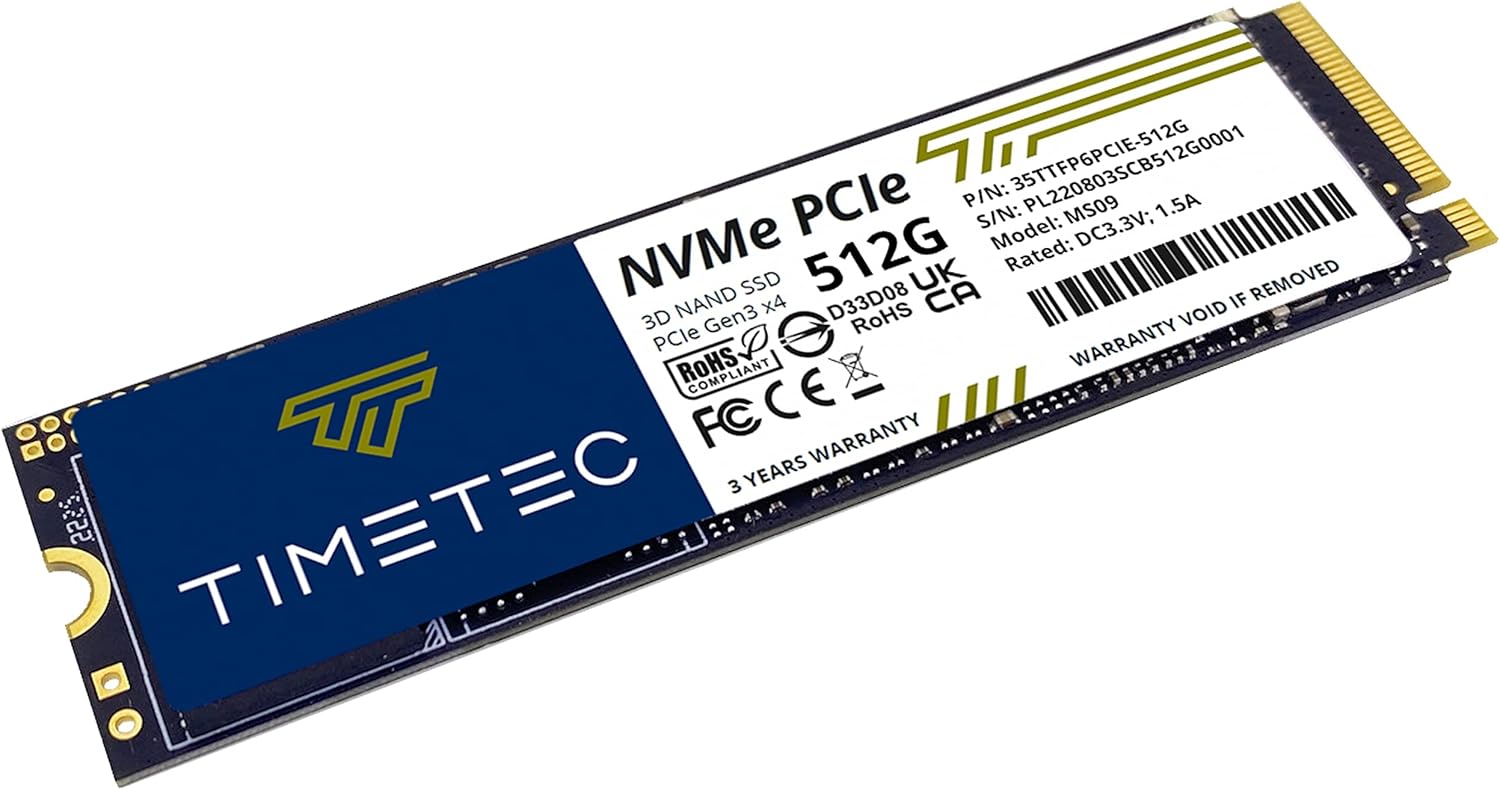 Timetec 512GBx2 (2 Pack) SSD NVMe PCIe Gen3x4 8Gb/s M.2 2280 3D NAND TLC 350TBW High Performance SLC Cache Read/Write Speed Up to 2,000/1,600 MB/s Internal Solid State Drive for PC Laptop and Desktop