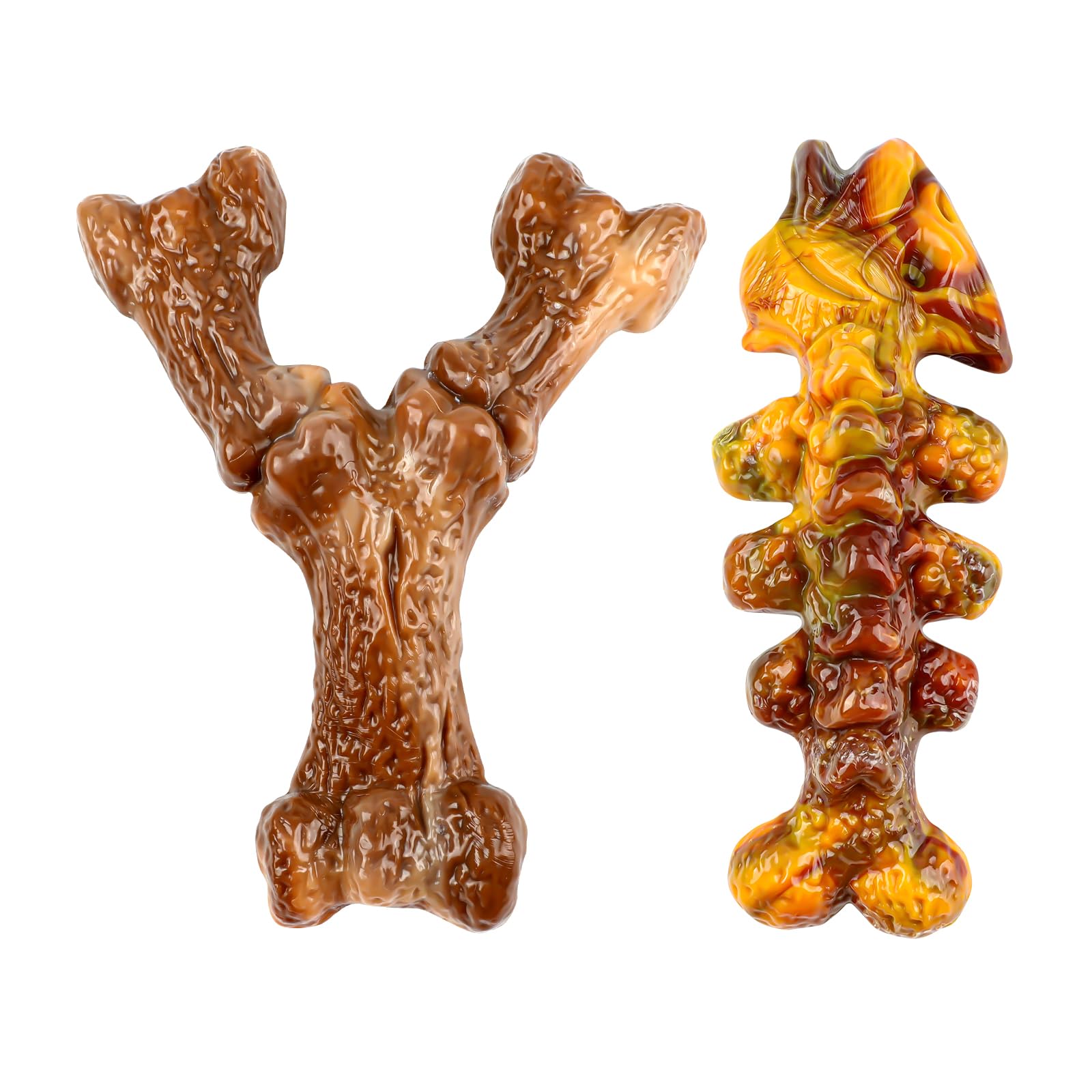 Aroocke 2-Pack Tough Large Dog Chew Toys - Bacon Flavor, Durable Nylon Dog Bone Toy for Aggressive Chewers, Small/Medium/Large Breed - Teeth Cleaning & Training, Avoid Loneliness & Gift