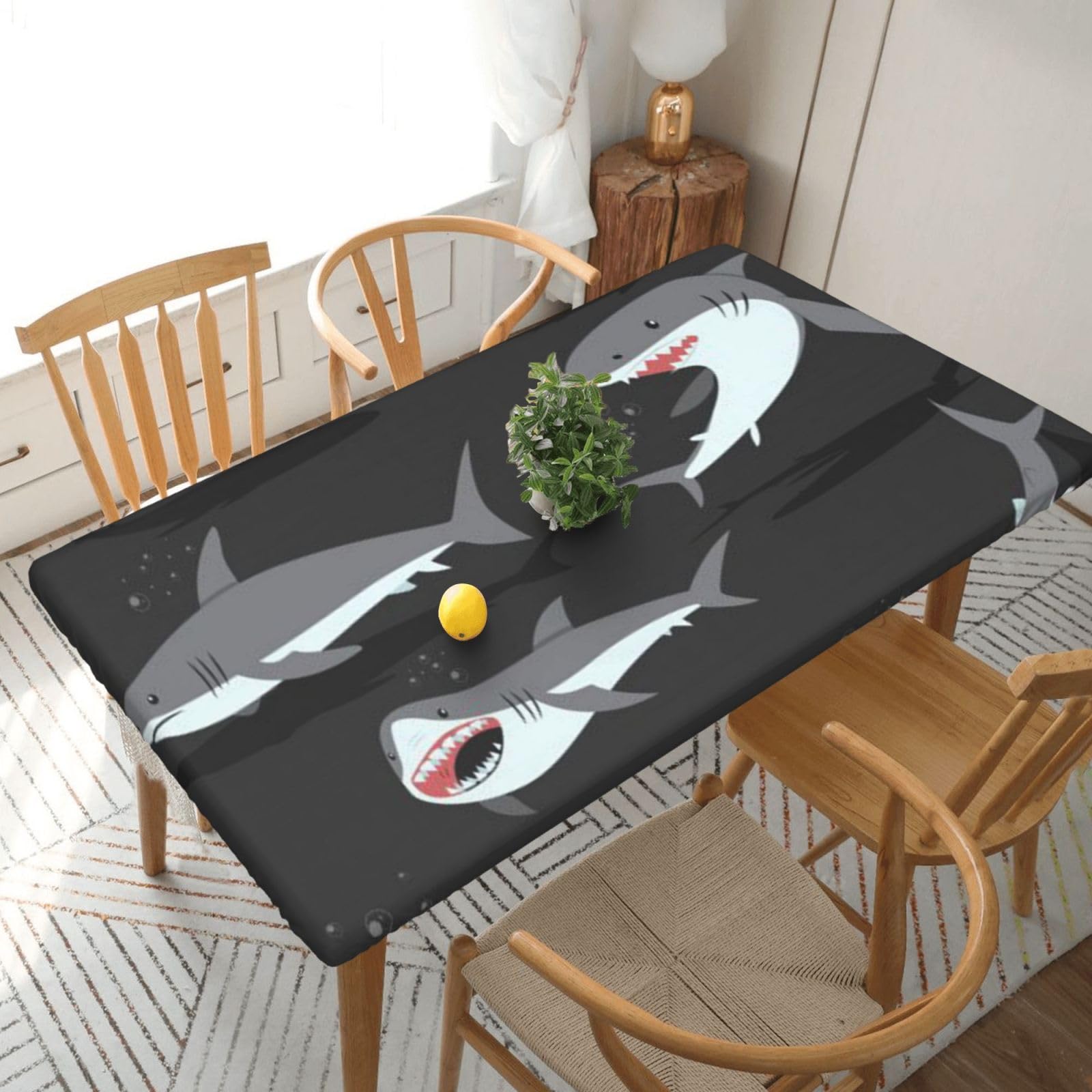 BNVSADC Fish Printed 5FT Tablecloth Polyester Kitchen Water Resistant Table Cloth Dining Table Decoration Table Covers, 152x76 CM