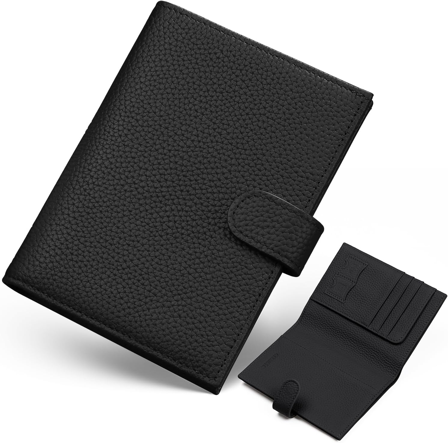 Genuine Leather RFID Blocking Passport Holder for Travel Women Fashion Multiple Slim Passport Wallet for Women with Card Slots, Zippered Coin Pocket & Travel Passport Cover