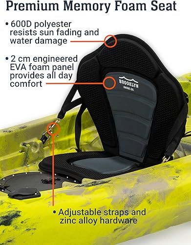 Miniatura 5 de Kayak BKC UH-TK219 12 pies tándem para sentarse en la parte superior, 2 o 3 personas con 2 remos y asientos y 5 soportes para caña de pescar