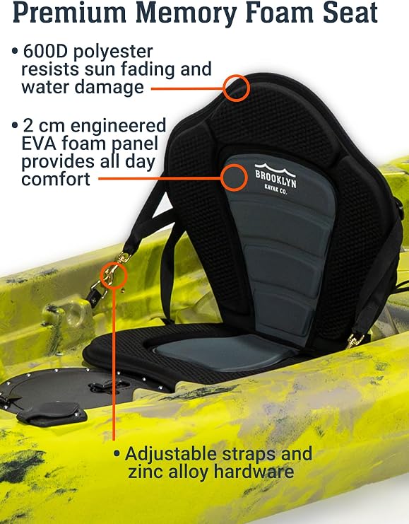 BKC Brooklyn 12.5 Tandem Fishing Kayak, 2 to 3 Person Sit-on-Top
