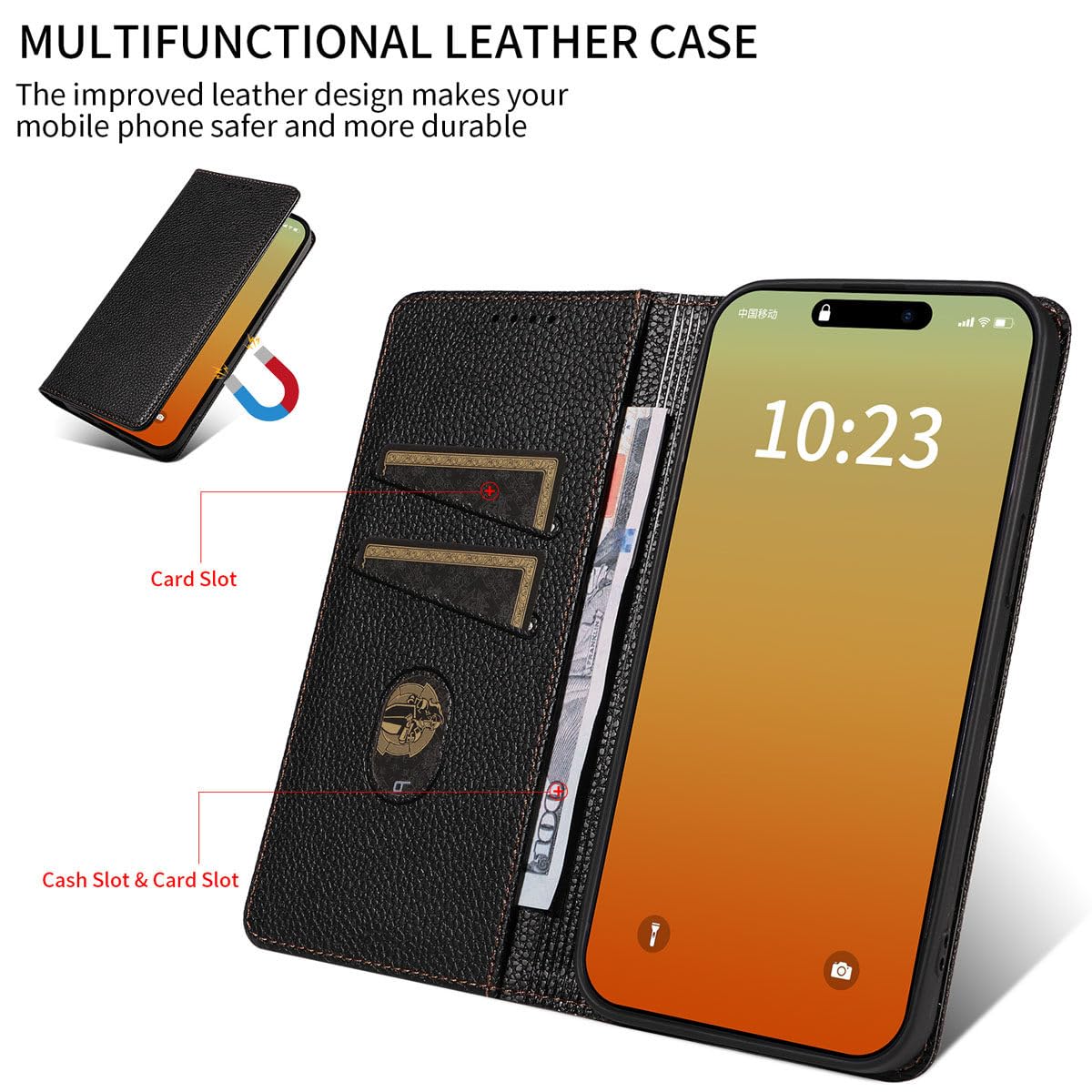 MOJIA Cover per Doogee Note 56 / Note 56 Plus/Note 56 Pro, [Forte Chiusura Magnetica] Case Portafoglio in Pelle PU Premium, Custodia a Libro per Telefono con Porta Carte. Nero