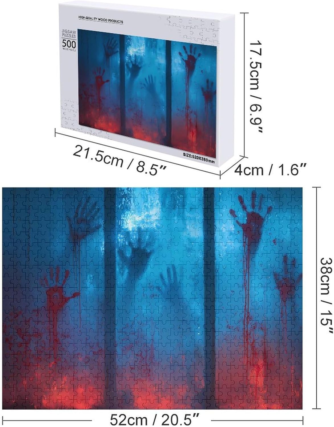 Halloween Ghost Window Puzzles for Adults 500 PCS Wooden Jigsaw Puzzle Wall Decor Christmas