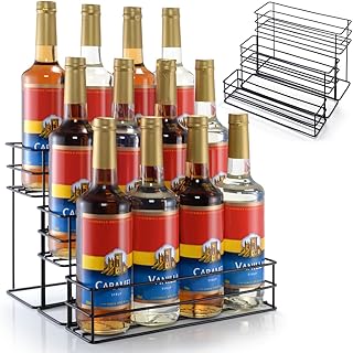 12 Bottle Capacity Coffee Syrup Organizer 3 Tier Coffee Syrup Stand Shelf for Coffee Bar Kitchen Small Wine Rack for Bar Family Storage for Syrup Wine Dressing