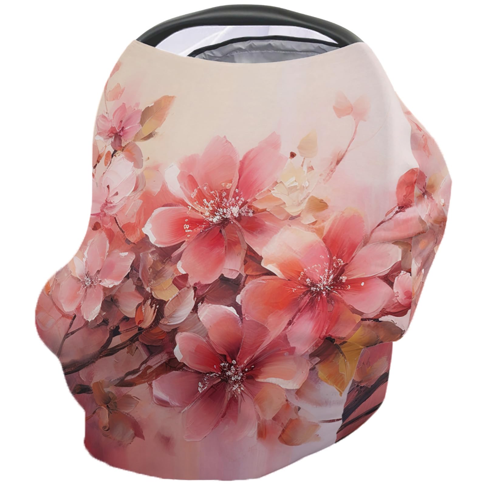 Nursing Cover for Breastfeeding Scarf, Flowers Florals Pink Baby Car Covers Super Soft Multi Use for Canopy Shopping Cart Cover Blanket Stroller Cover