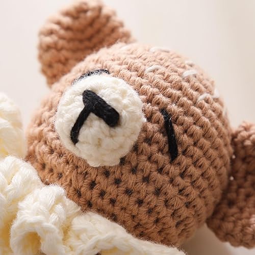 Miniatura 4 de Sonajero de madera para bebés,Sonajero de oso de ganchillo con anillo de madera, Juguete de sonajero de animales de madera recién nacidos,Juguetes