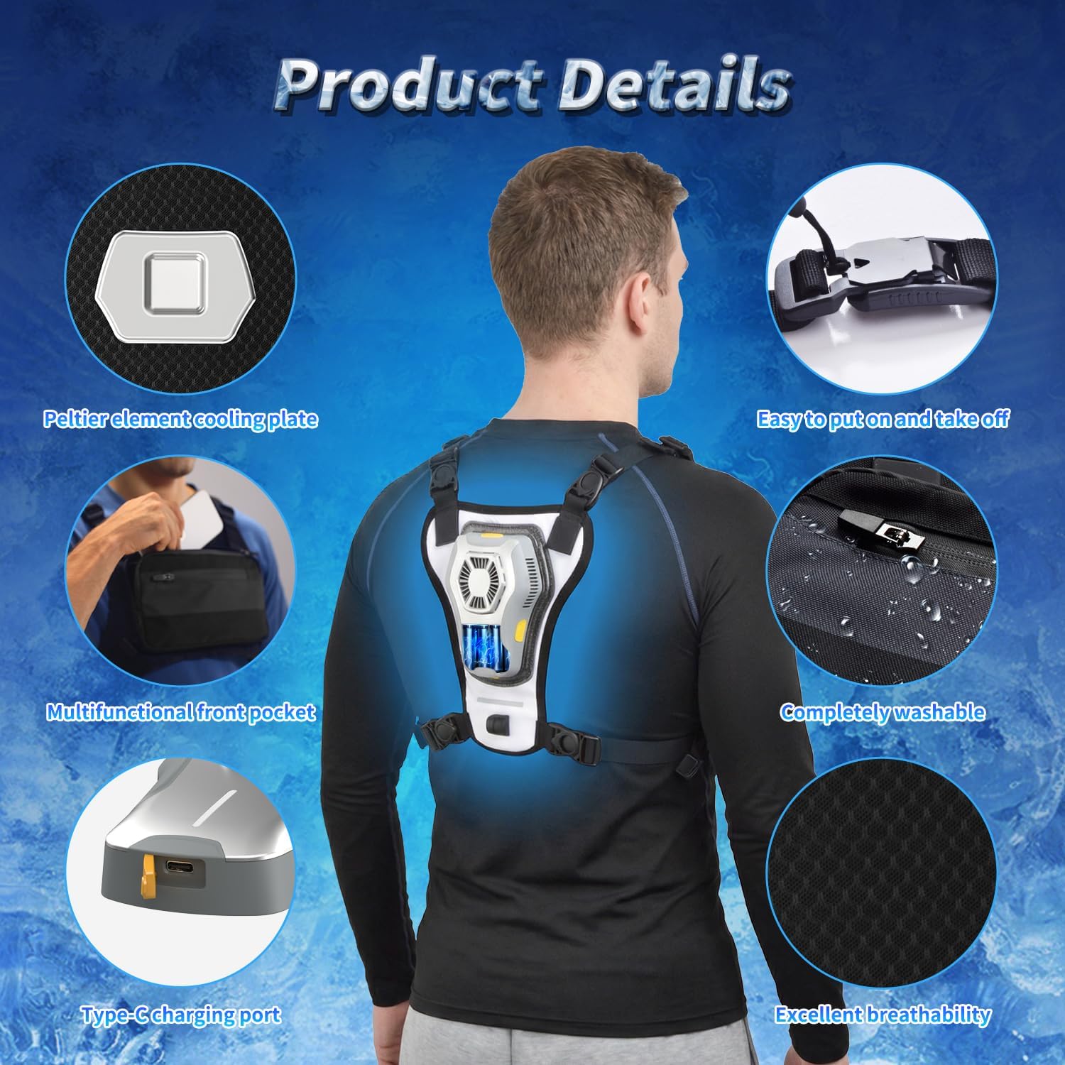 Cooling Vest for Men Wearable Semiconductor Cooling Gear Portable Fan Air Conditioned for Work,Gardening, Fishing
