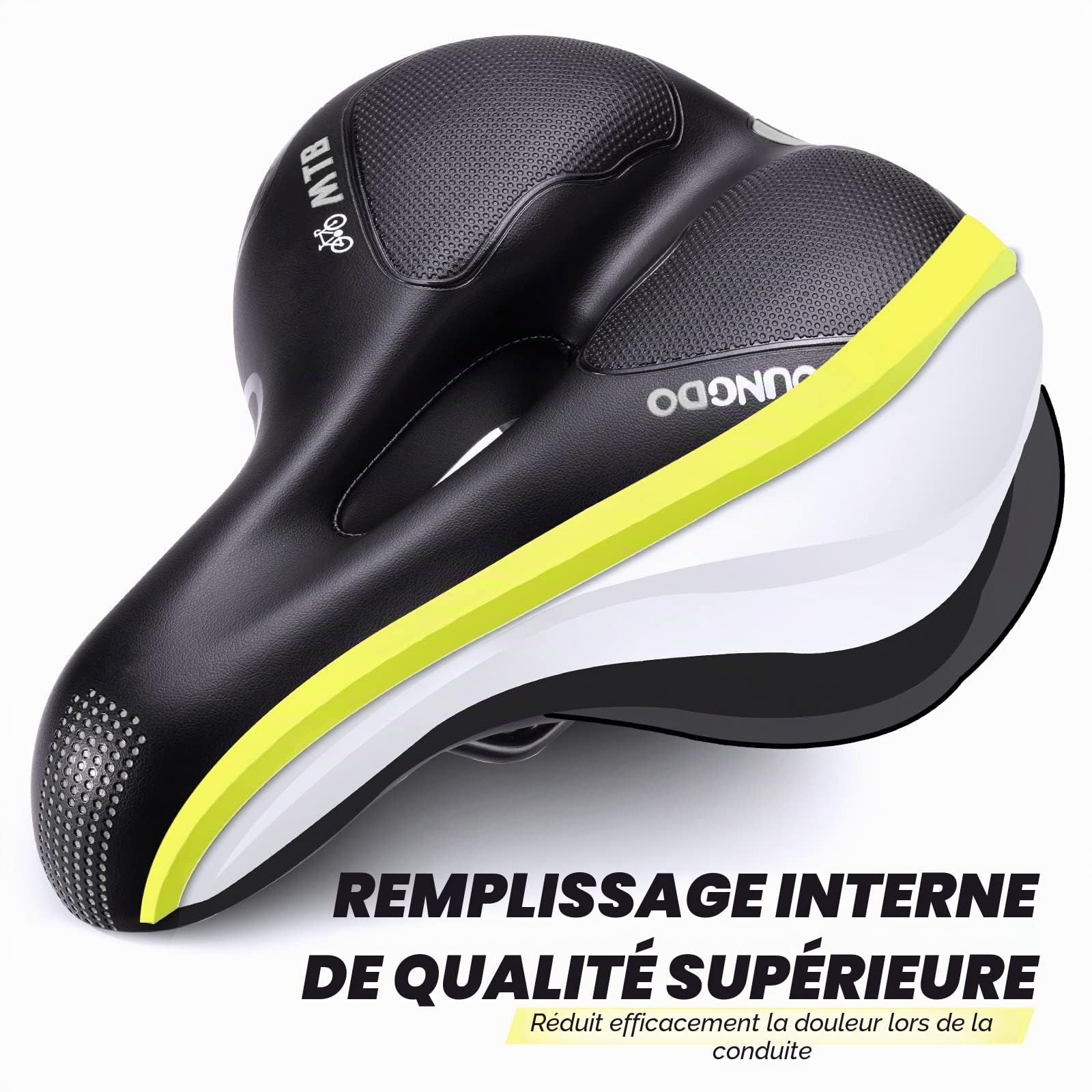 YOUNGDO Selle de Velo Ultra Confortable, Selle Vélo Gel Ergonomique | Boule d'Amortisseur à Double Ressort, Siège de Vélo pour Vélo de Ville, VTT, Bicyclette