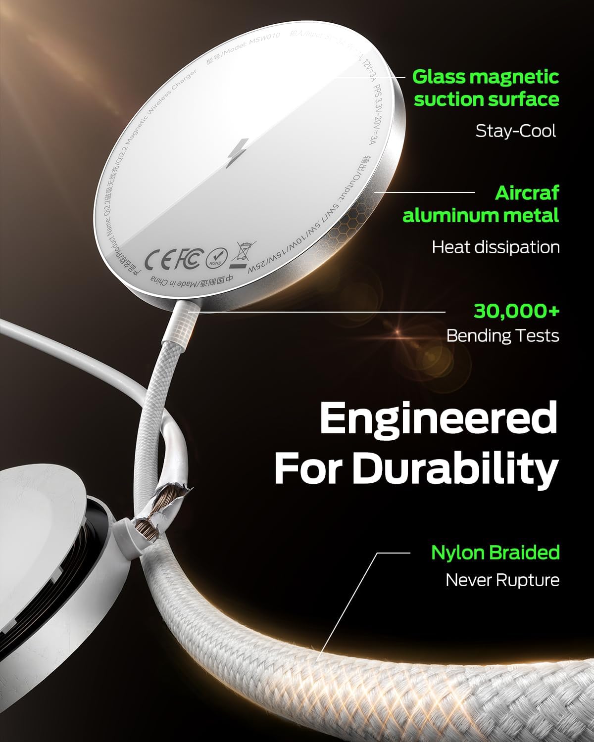 MOVESPEED Qi2.2 25W Magnetic Wireless Charger 2 Pack, MagSafe Fast Charging Pad, Compatible with iPhone 17/16/15/14/13/12 Series, AirPods Pro/4/3/2,Samsung Galaxy and More(White)