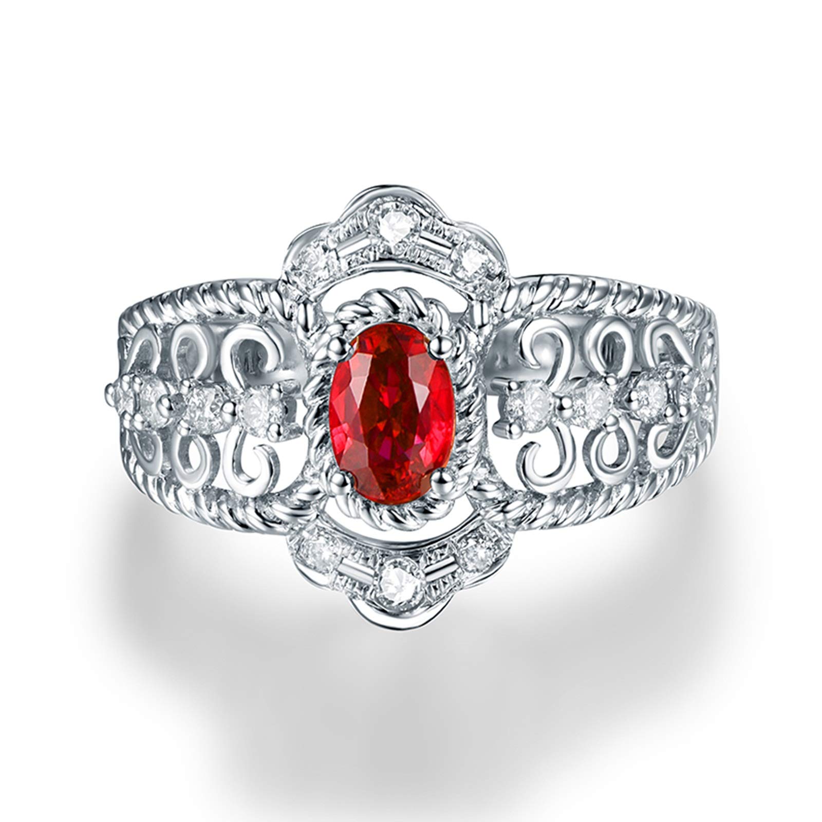 0.44ct Rubin Ringe Verlobung, 18K(750) Weißgold Damenring Namen mit Diamant Jubiläumsringe für Sie Größe 60 (19.1)