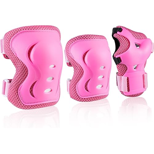 JBM Knee Pad Elbow Pads and Wrist Guards Protective Gear Set for Skateboarding Cycling Roller Skating Inline Skating Scooter Riding BMX Biking Sports