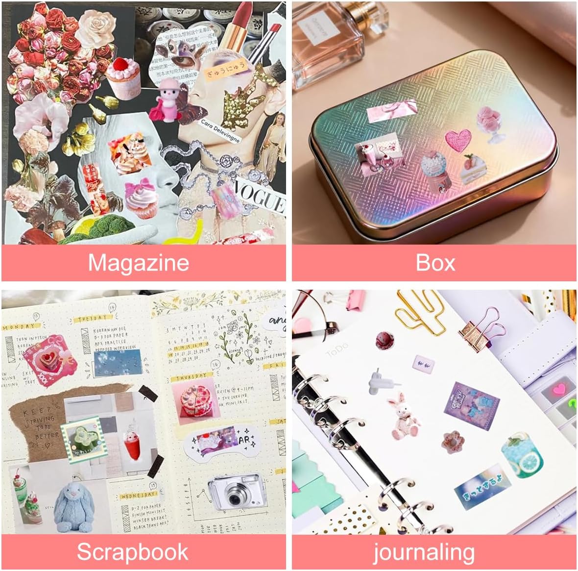 OFIFO® 650+ Japanese Sticker Book with Kawaii Dessert & Manga Die-Cut Stickers for Journaling, Planners, Water Bottles, Crafts & Scrapbooking (#G)