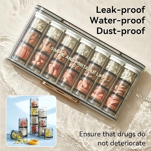 Miniatura 3 de Organizador diario de píldoras, estuche para píldoras de aceite de hígado de bacalao y vitamina para viajes, portátil, 21 compartimentos, caja de