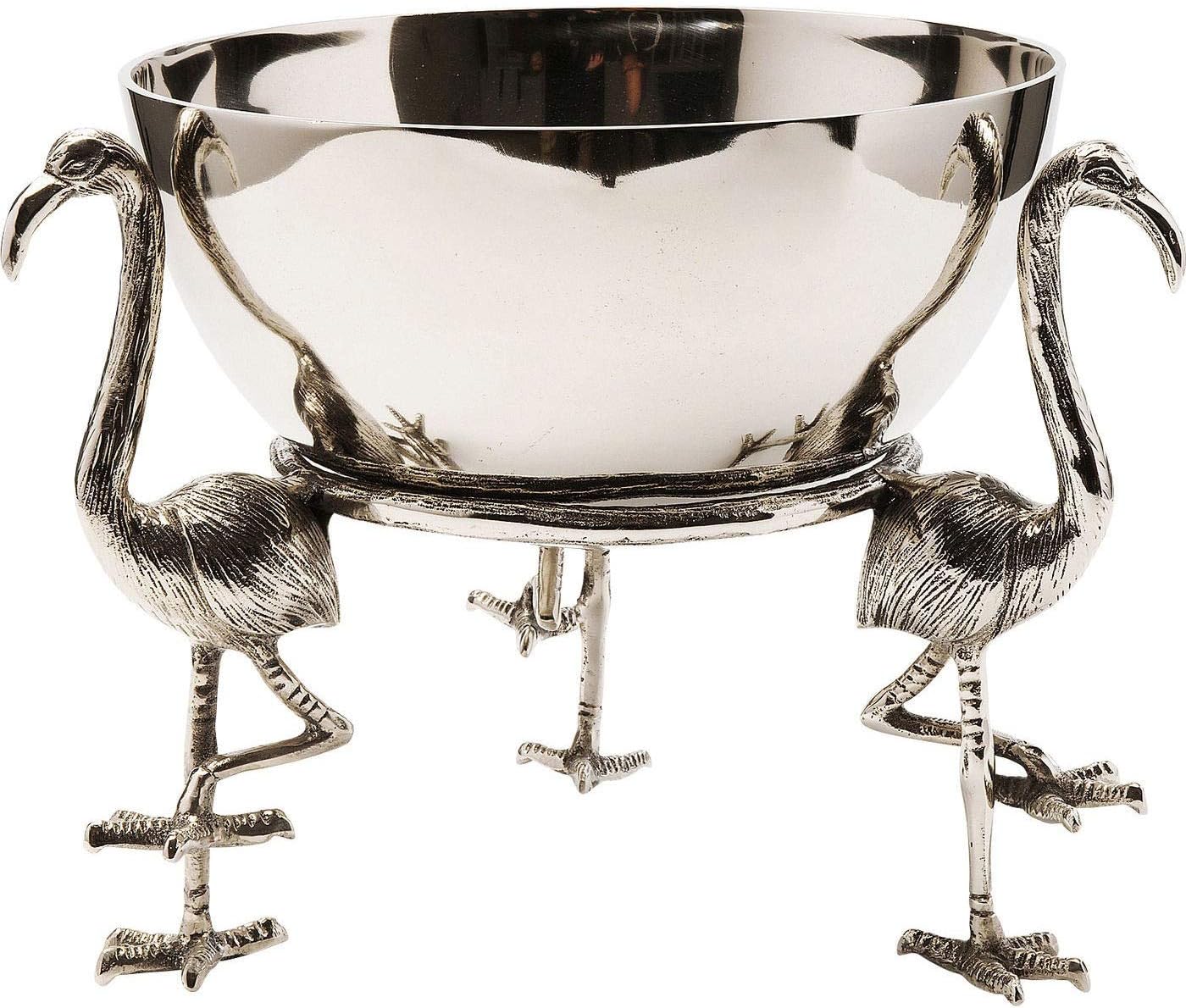Kare Design Bowl Flamingo, silver, aluminum nickel-plated, handmade, 7200 ml filling quantity, not dishwasher safe, room decor, home decor for living room, kitchen, 33x36x36cm (H/W/D)