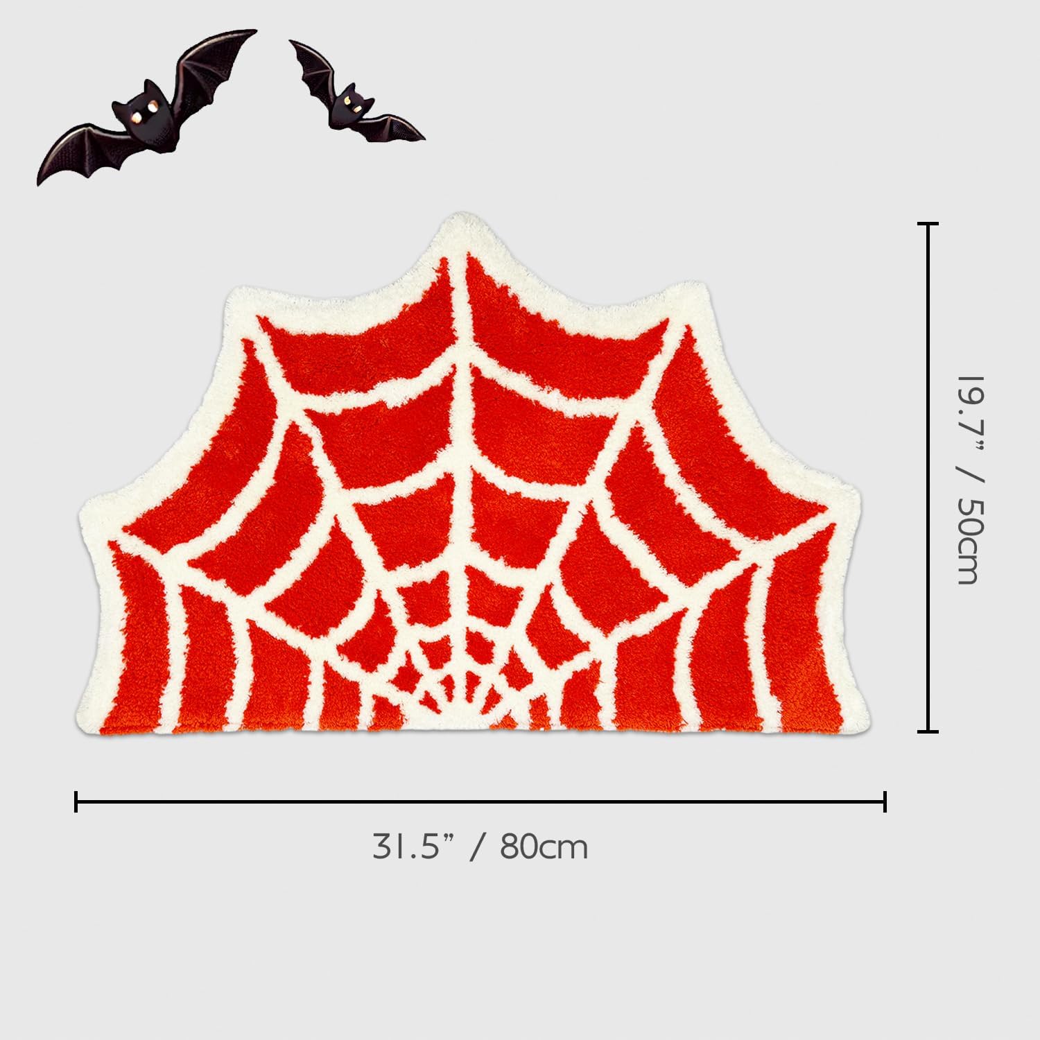 Spider Web Bath Rug Halloween Non-Slip Bath Mat Washable Microfiber Bathroom Mats for Indoor Living Room Fast Dry Rugs (Orange)