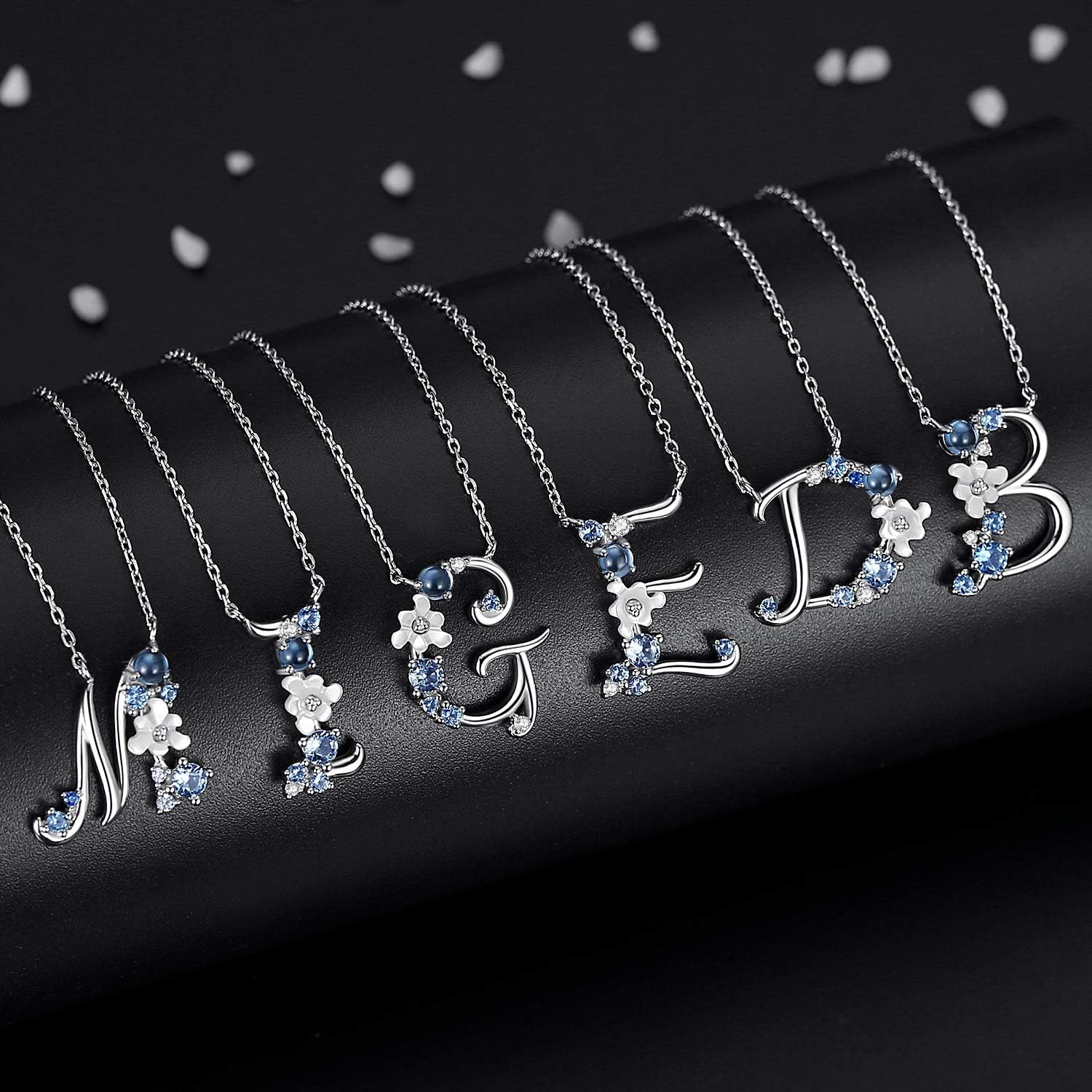 VIKI LYNN Initial Necklace for Women 925 Sterling Silver Initial A to Z Letter Pendant Necklace with Blue Flower Cubic Zirconia Birthday Engagement Gift for Women,Mom, Couple - Image 4