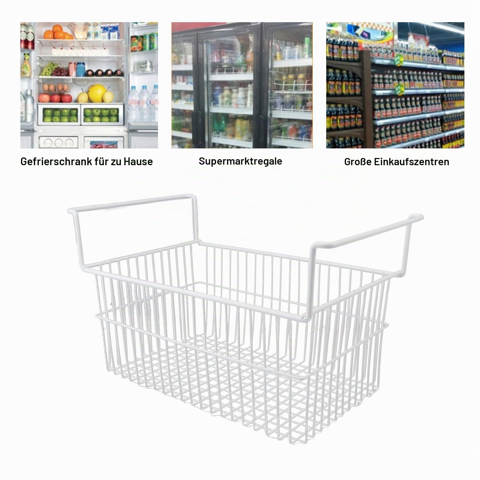 Truhe Gefrierkorb Kühlschrank Draht Gefrierschrank Organizer Bins Truhe Gefrierschrank Draht Aufbewahrungskörbe Passt zu den meisten Tiefkühlschränken (L56,5 cm x B25,2 cm x H24