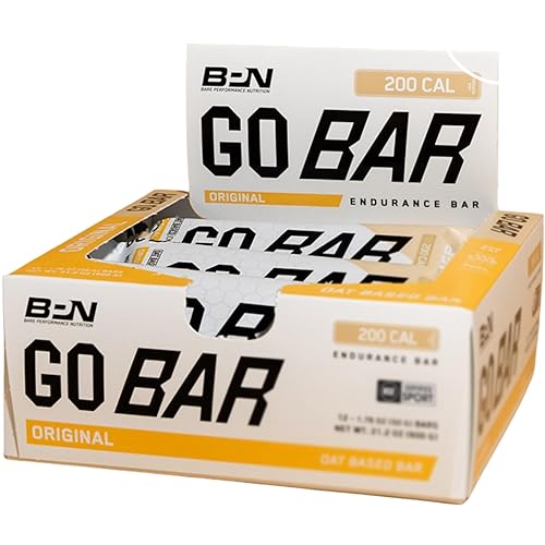 BPN Go Bar, barra de entrenamiento de resistencia a base de avena, 1.27 oz de carbohidratos y 200 calorías por barra, 12 barras por caja, avena