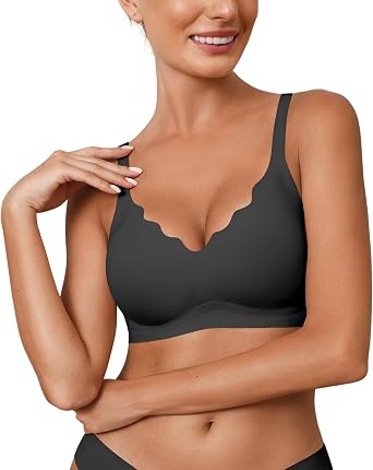 Bras for Women No Underwire Wireless Push Up Full Coverage Bra Seamless V Neck T-Shirt Bra Comfort Bralettes