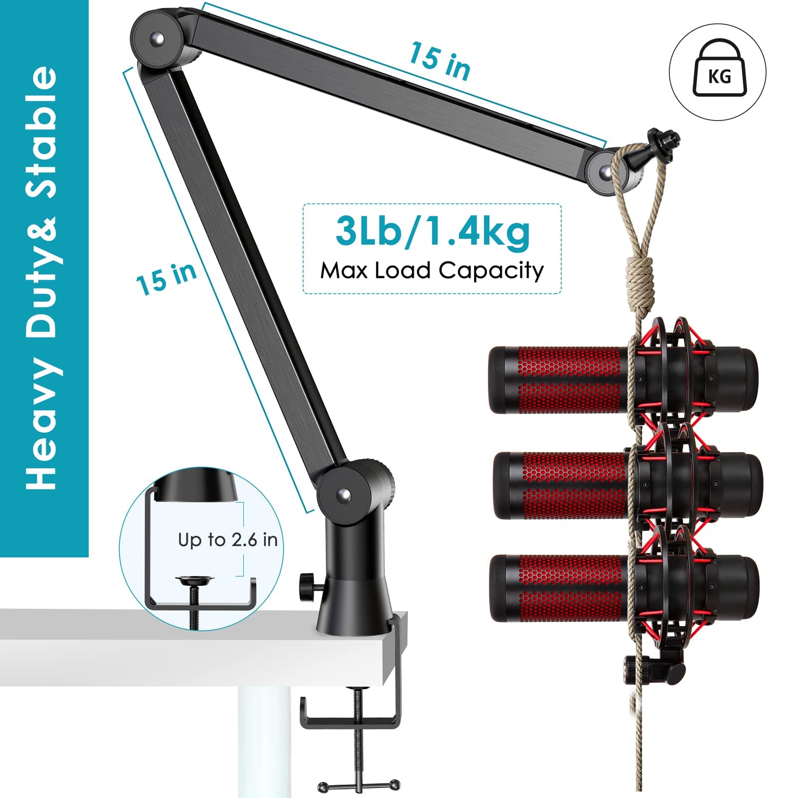 Amazon | YOUSHARES マイクブームアームスタンド Shure SM7B、MV7