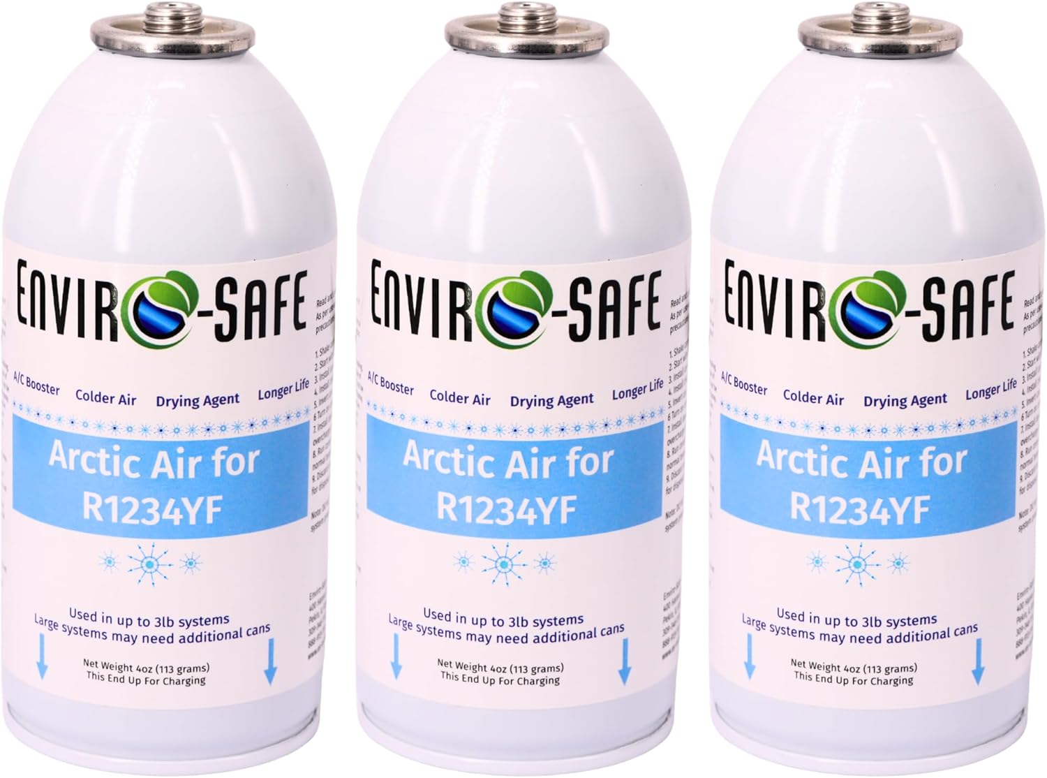 ENVIRO-SAFE Arctic Air for R1234YF Systems (3 Cans W/Charging Gauge)