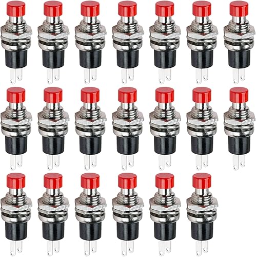 Vista 9 de Ampper Mini interruptores momentáneos de botón, 2 pines de encendido y apagado, 1A, 250 V, CA, 0.276 in, redondo, SPST, normal, abierto, momentáneo