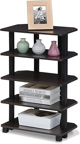 Miniatura 4 de Furinno Turn-N-Tube - Estantes de almacenamiento, estante para libros de 5 niveles, estante esquinero, estantes abiertos sin herramientas, para