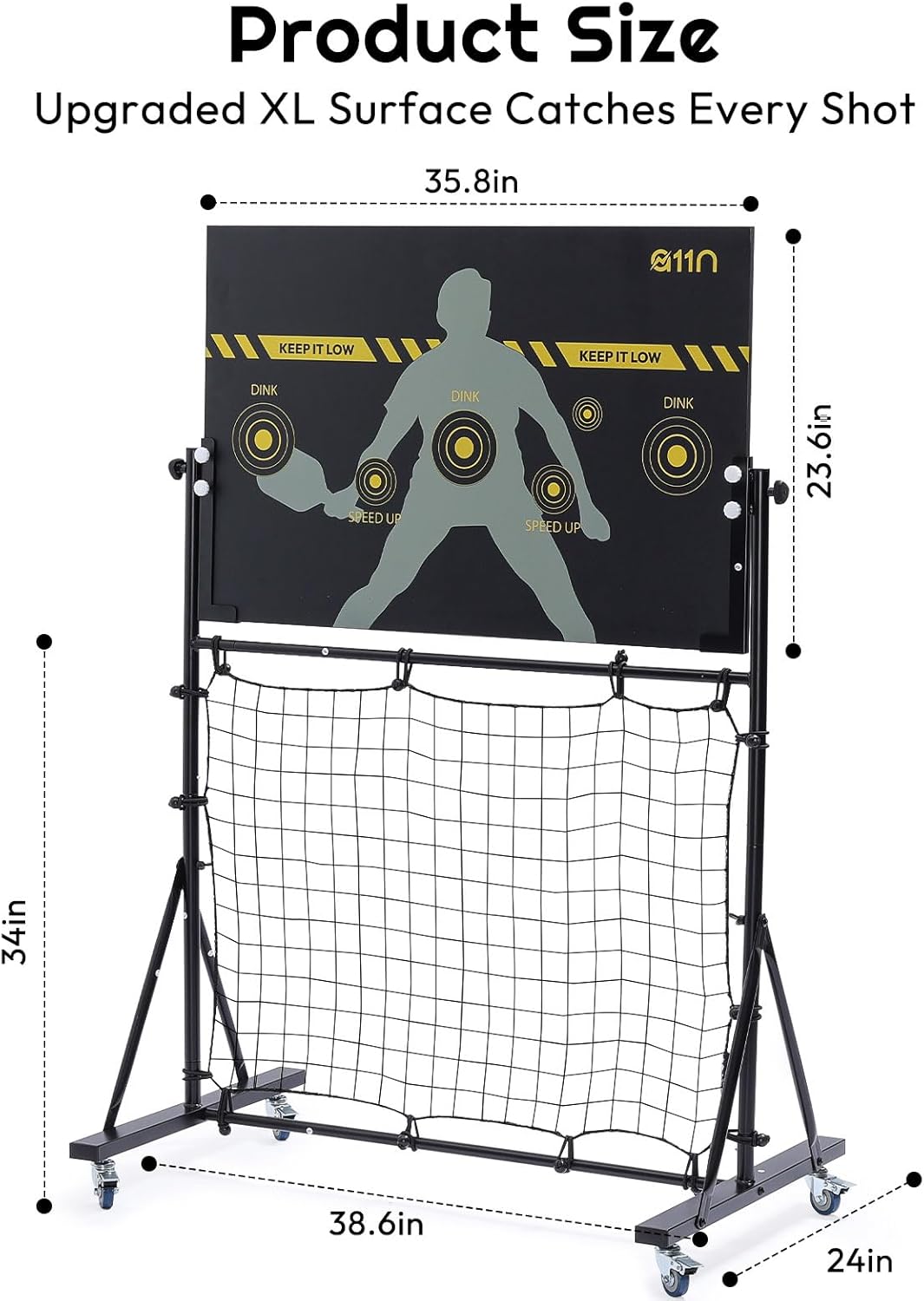 [Upgraded] A11N Pickleball Practice Rebounder, Adjustable Angle Dual-Sided Pickleball Dink Pad - Dink Board for Forehands Backhands Training