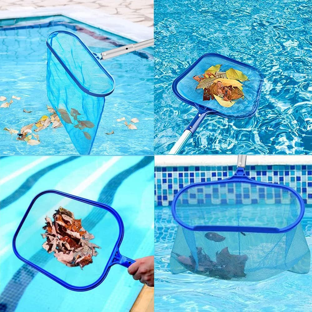 Kit Nettoyage Piscine 4 Pièces - Épuisette à Feuilles, Brosse, Manche Télescopique - Pour Piscine, Spa, étang