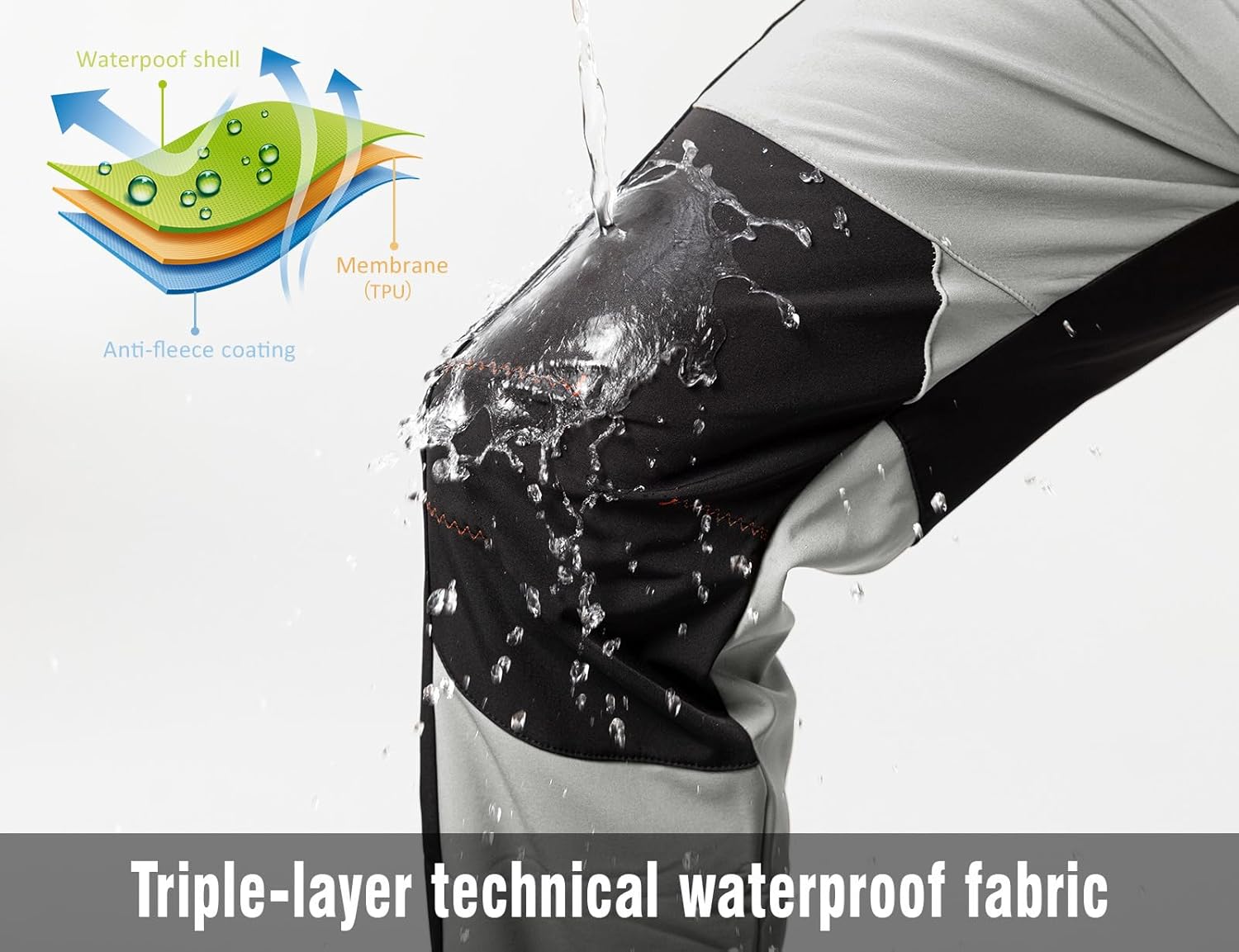 Rdruko Men's Snow Ski Pants Waterproof Insulated Winter Hiking Snowboard Fleece Lined Pants with Belt - Image 3