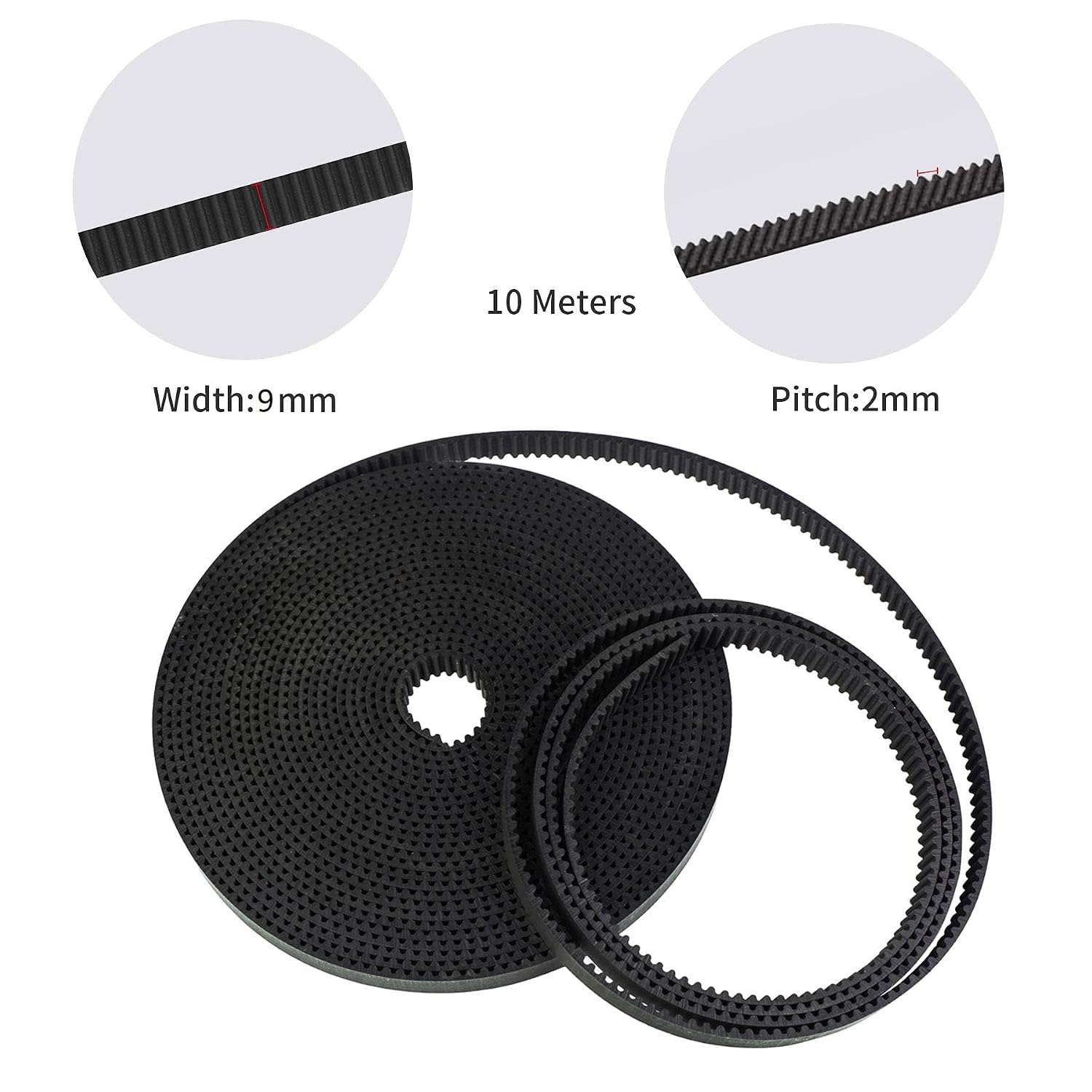 GT2 Timing Belt 9mm Width x 10 Meters (32.8 Ft) Length 2mm Pitch