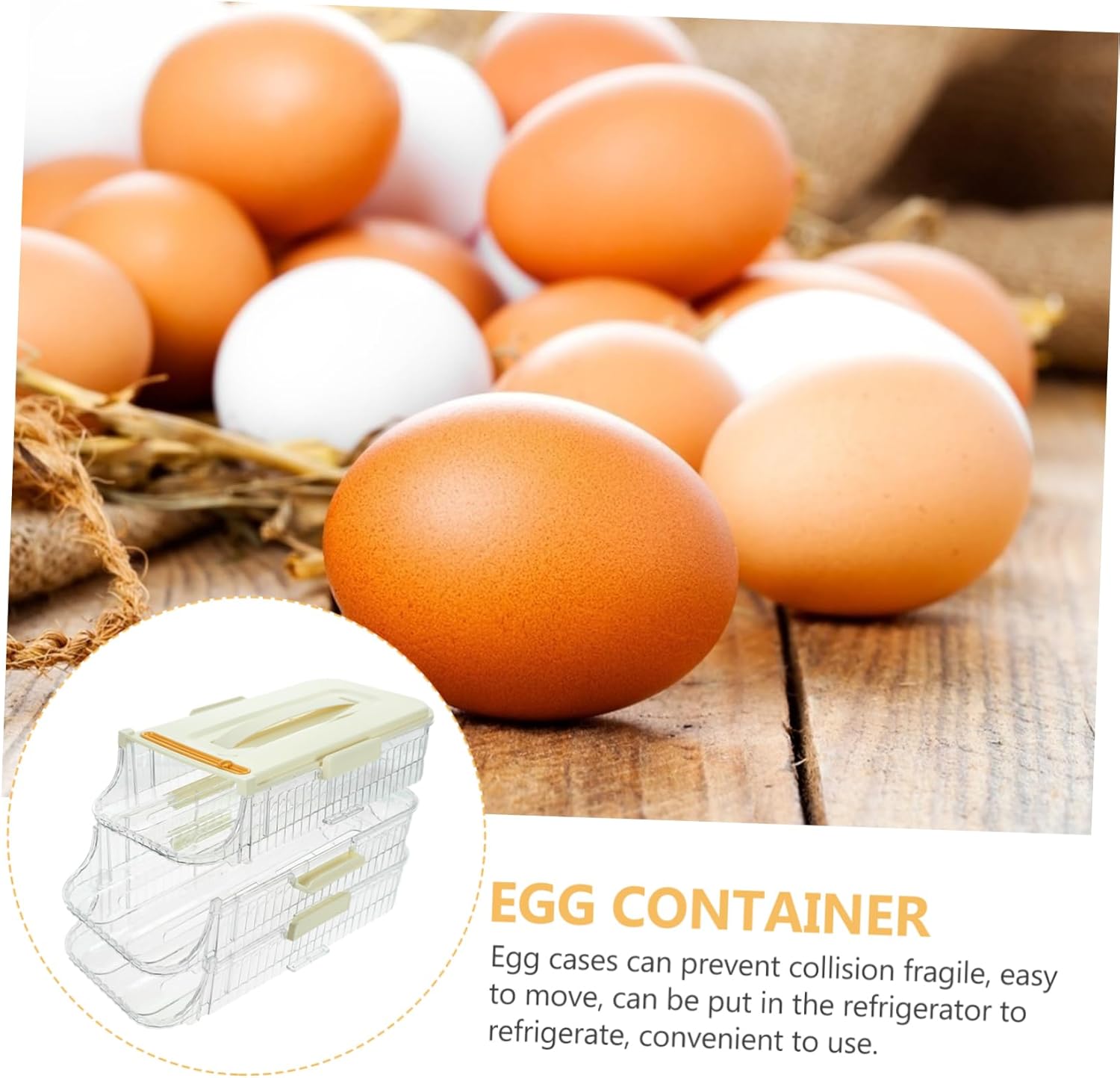 NUOBESTY Automatic Rolling Egg Holder 3-Layer Egg Organizer for Refrigerator for Home and Camping