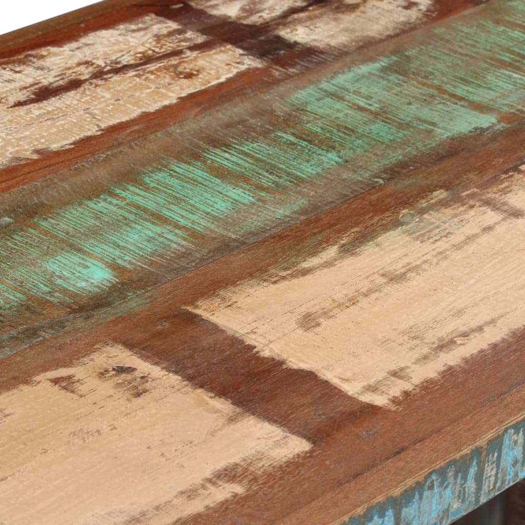 Recycelter Altholz Schreibtisch massiv 140x50x77 cm mit 5 Schubladen und 1 Schrankfach, abnehmbare Schreibtischplatte, Bürotisch für Homeoffice, Ordnung