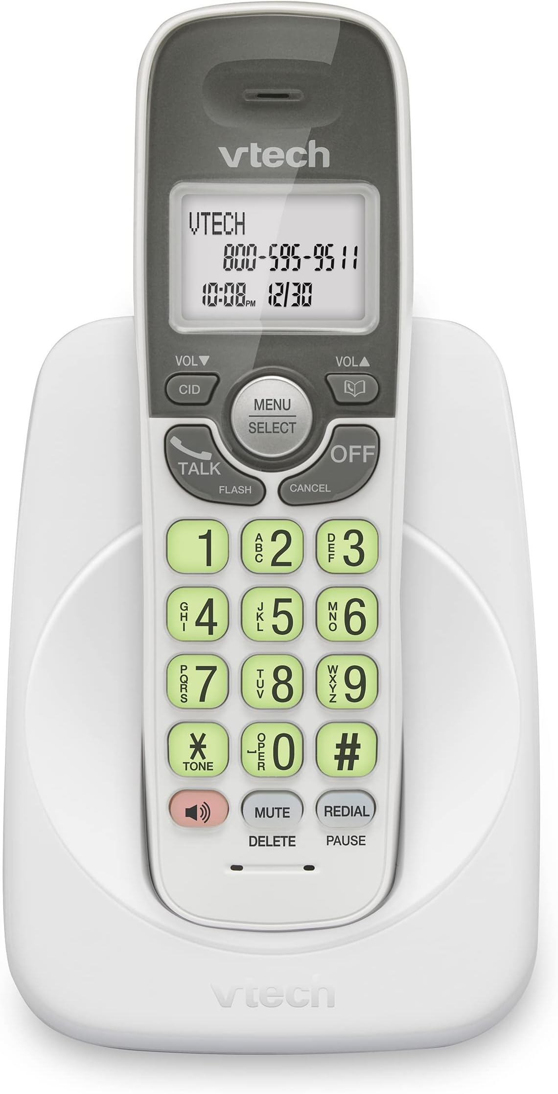 Cordless Phone with DECT 6.0, Full-Duplex Speakerphone, Lighted Display, Backlit Keypad, Caller ID/Call Waiting, Volume Control, Hearing Aid Compatible, Wall Mount | VG131 (White)