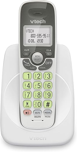 VTech VG101 DECT 6.0 Cordless Phone for Home, Blue-White Backlit Display, Big Buttons, Full Duplex Speakerphone, Caller ID/Call Waiting, Easy Wall Mount, Reliable 1000 ft Range (White/Grey)