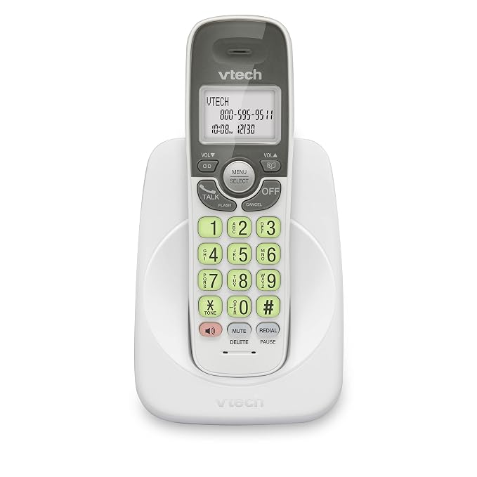 VTech [New] VG131 DECT 6.0 Cordless Phone - Bluetooth Connection, Blue-White Display, Big Buttons, Full Duplex Speakerphone, Caller ID,Easy Wall Mount, 1000ft Range (White/Grey)