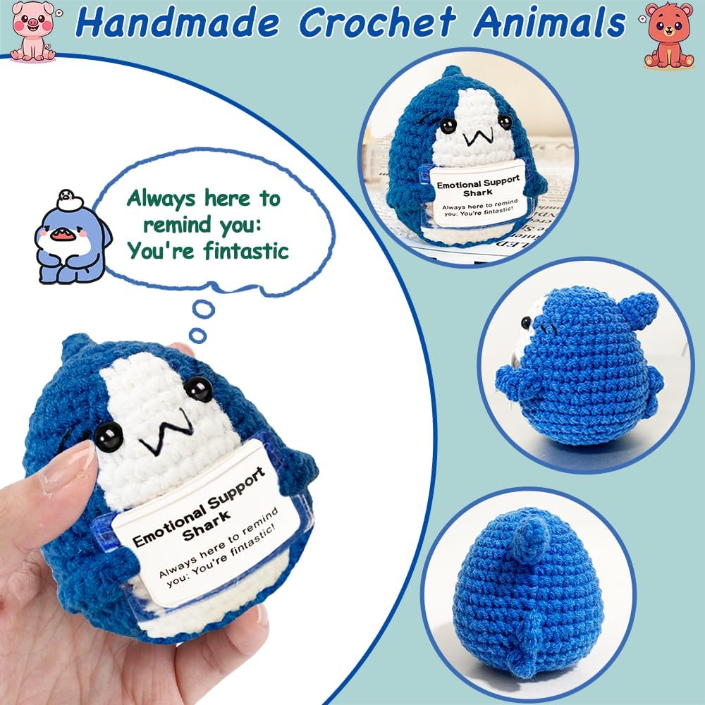Crochet Positive Animals, Crocheted Stuffed Animal, Emotional Support Crochet Animals Alreadymade Mini, Emotional Support Shark, Duck, Graduation Gift, Employee Appreciation Gifts Bulk - Image 6
