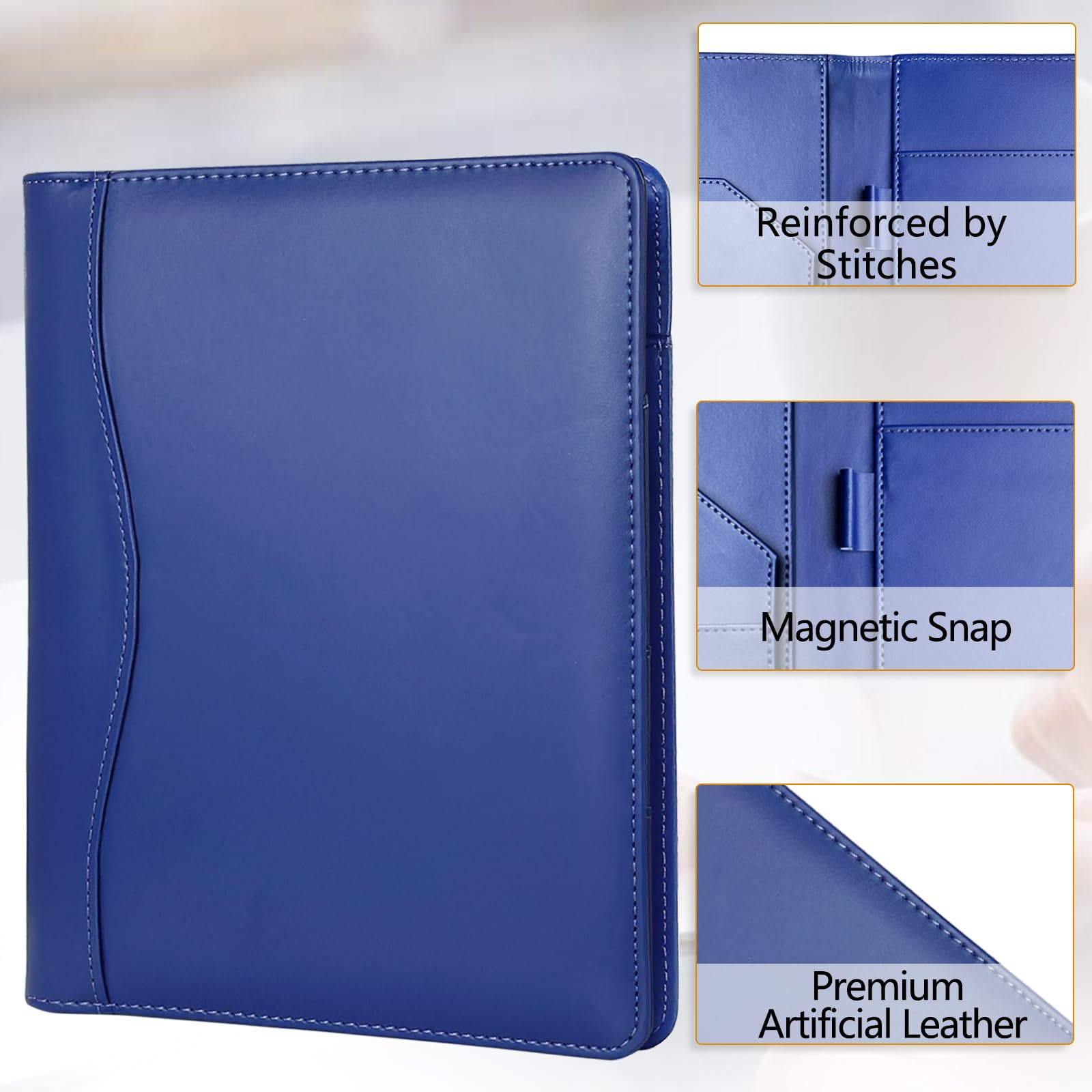 Portfolio A5 Dossier de conférence, Bloc-notes Padfolio en cuir souple 5 x 8 Mini classeur d'affaires bloc-notes légal Taille junior Organiseur de documents pour présentation Cadeau Enfant Hommes